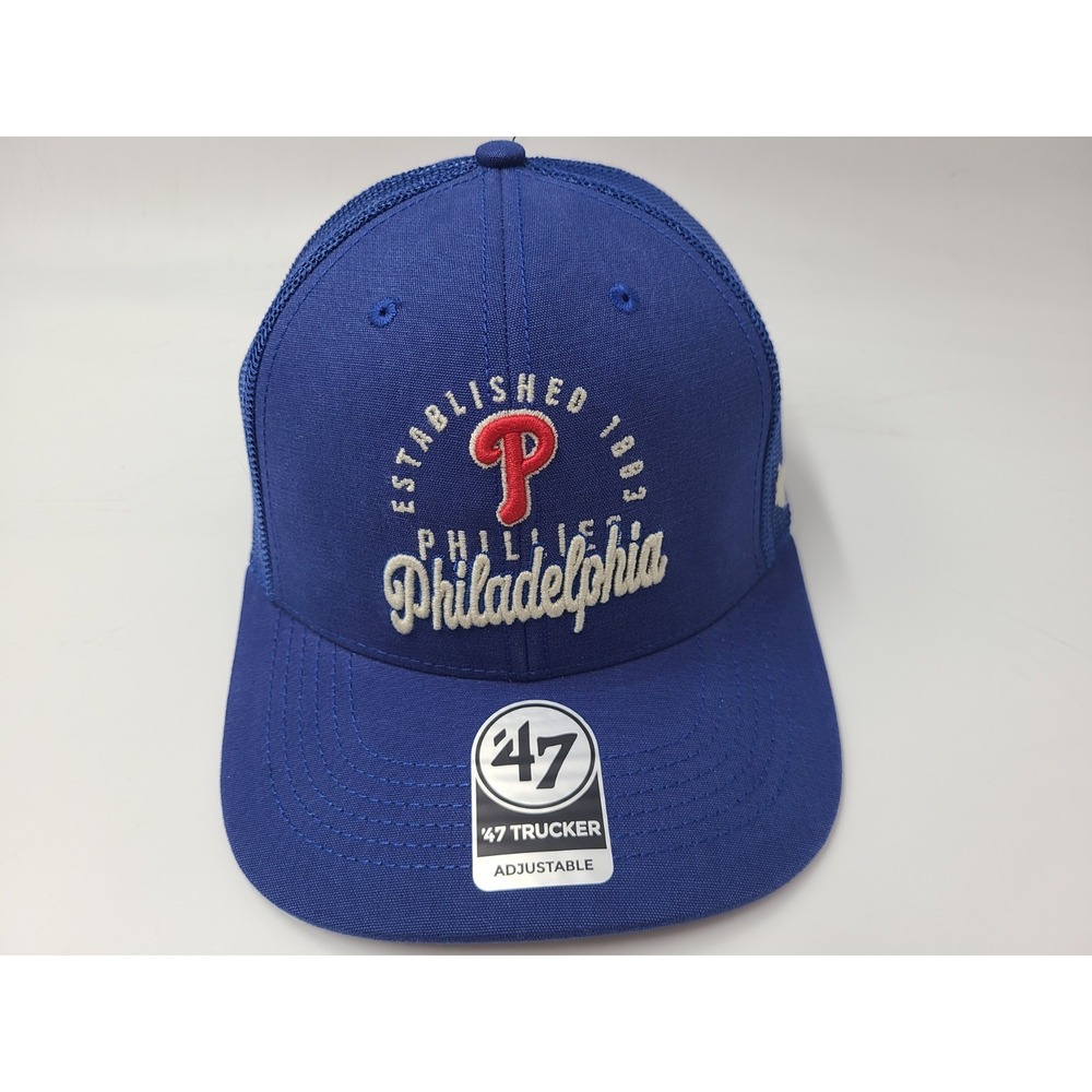 Philadelphia Phillies 47 Brand Pitstop Mesh Trucker Snapback Hat Cap MLB Blue